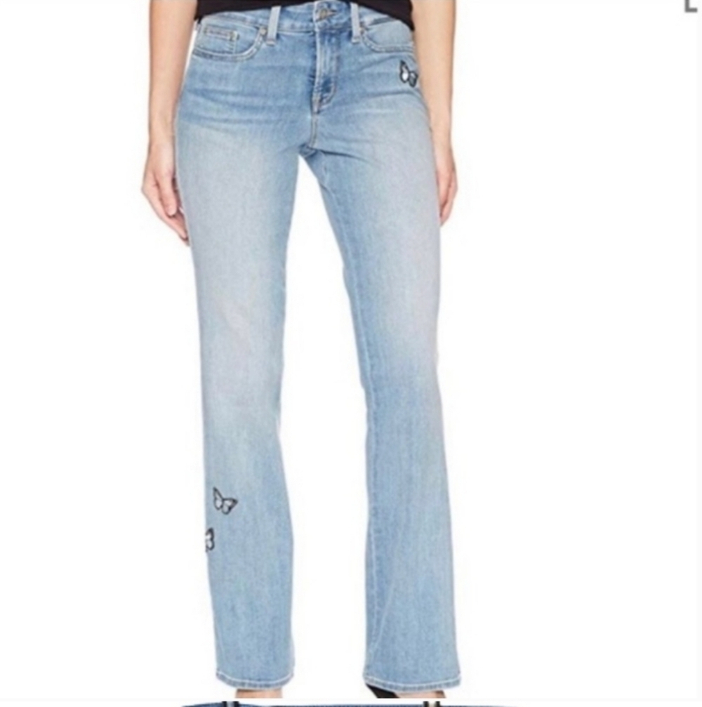 NYDJ Barbara Bootcut Jeans with Butterfly Patches Lift Tuck Plus Size 8